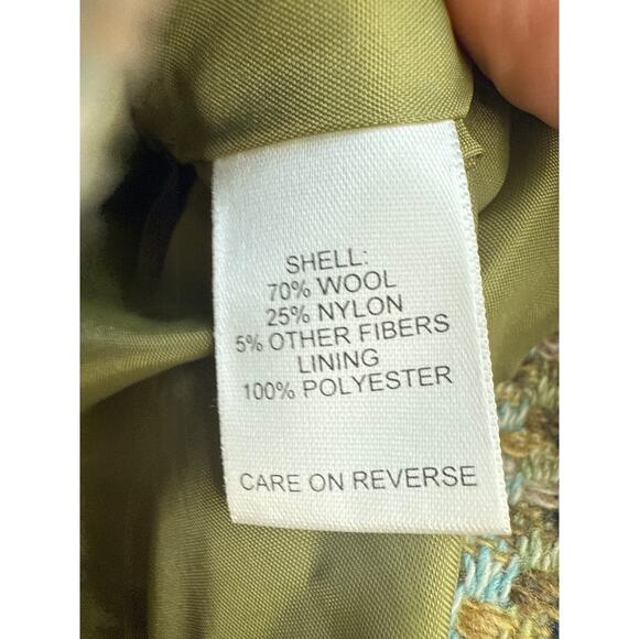 Talbots Petites Size 14P Green/ Blue Tweed Wool Blend 3 Button 90s, Y2K Blazer - Picture 9 of 11